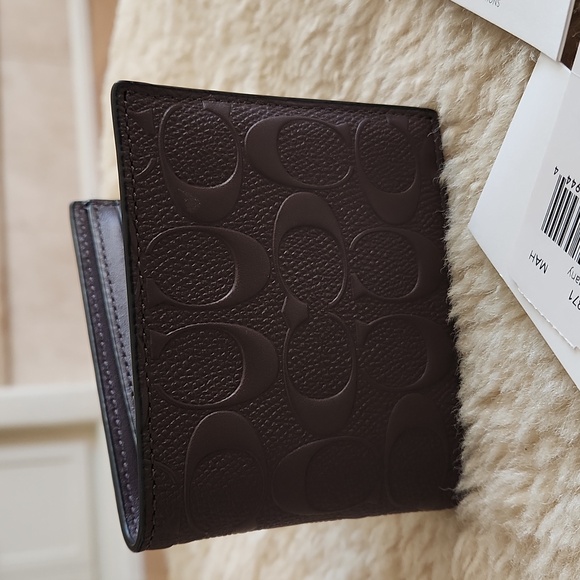 NWT Coach Men's 3-in-1 Compact ID Signature Mahogany Leather Wallet 🤎🎁 - Picture 14 of 16